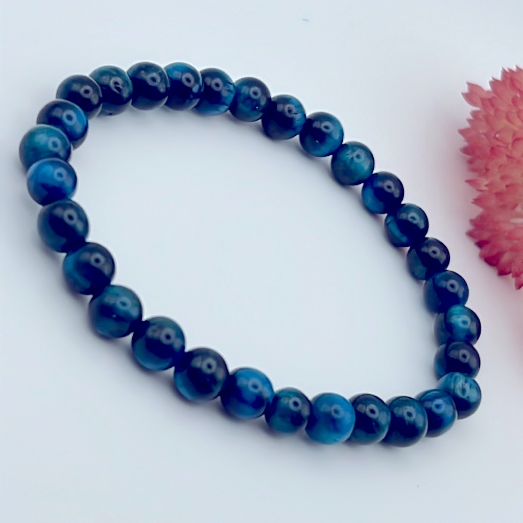 Blue Tigers Eye 6mm Beads Strech Bracelet 16$